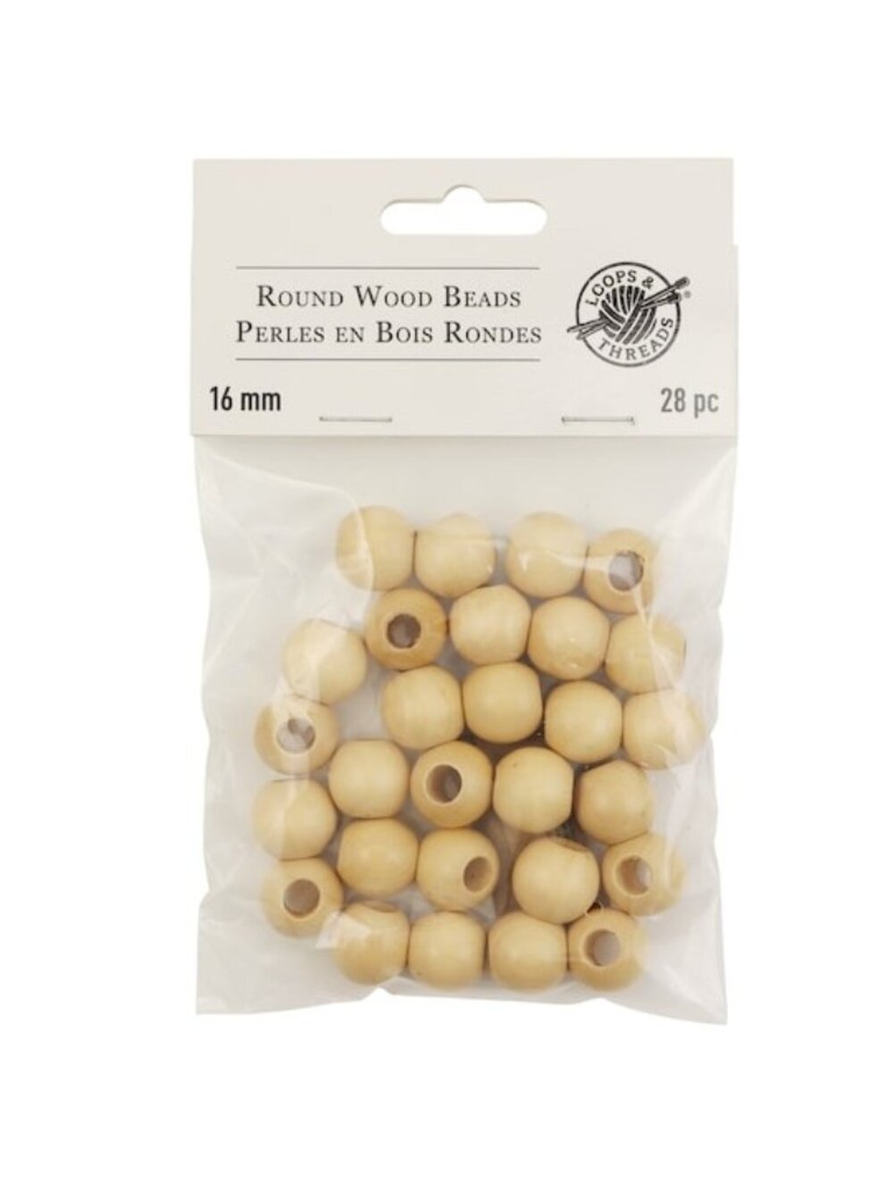 Round Wood Beads By Loops & Threads 16mm Natural 28 Pieces